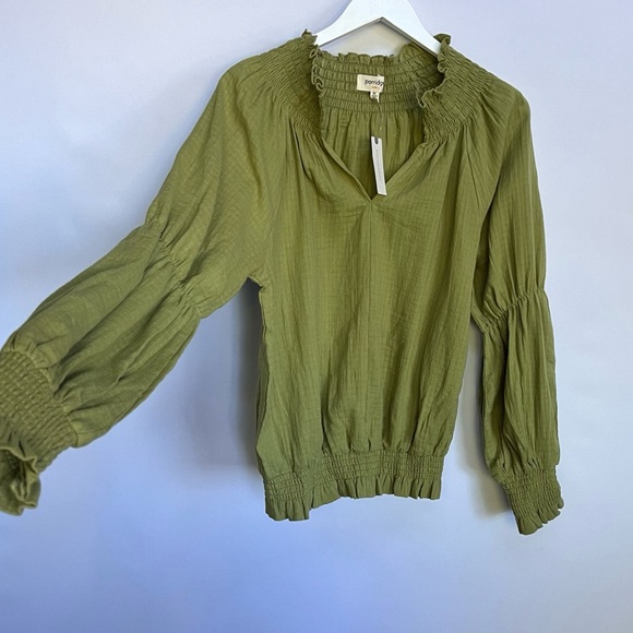 NWT Anthropologie Porridge Long-Sleeve Gauze Smocked Top M - Picture 6 of 12